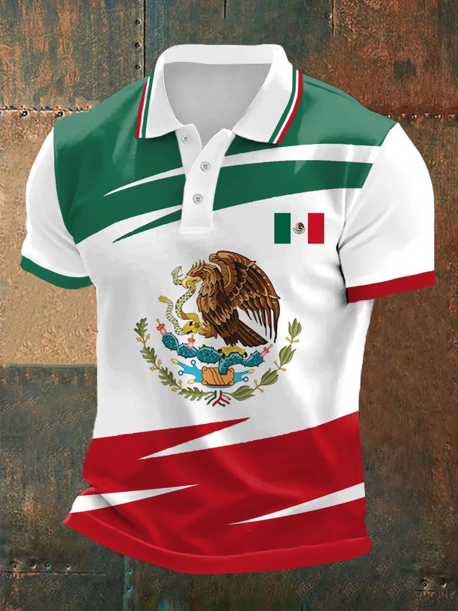 Men's Mexico Flag Print Casual Top