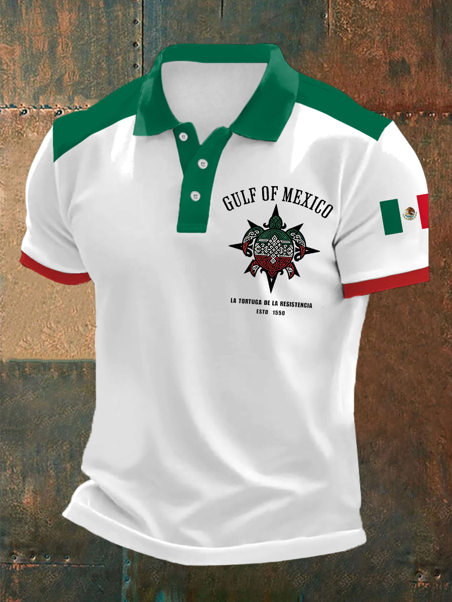 Men's Gulf Of Mexico Mexican Flag Print Casual Top