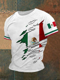 Men's Mexican Flag Print Casual Tee