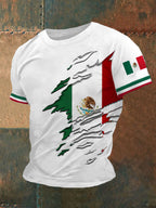Men's Mexican Flag Print Casual Tee