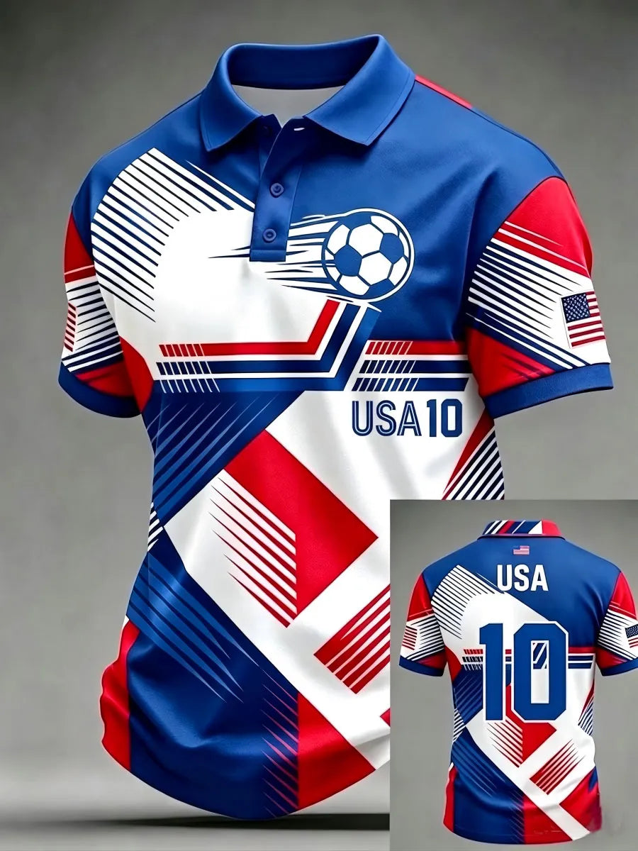 Men'S USA Football Lover Printed Casual Tops