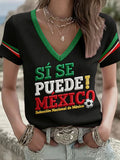 Women's Mexico Football Lover Printed T-shirt
