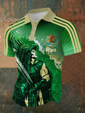 Men's Mexican Culture Aztec Design Short Sleeve POLO Sports Casual Shirt