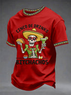 Men's Cinco De Drinko Bitchachos Skeleton Mexican Fiesta Print Casual Tee