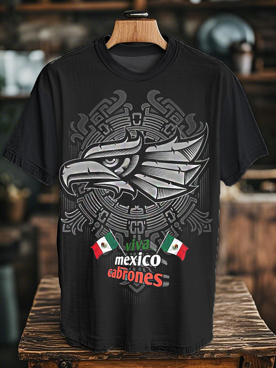 Men's Mexican Aztec Feathered Snake Culture Printed Casual Top