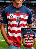 Men's Fashion US National Soccer Team Fan Crew Neck Short-Sleeve T-Shirt