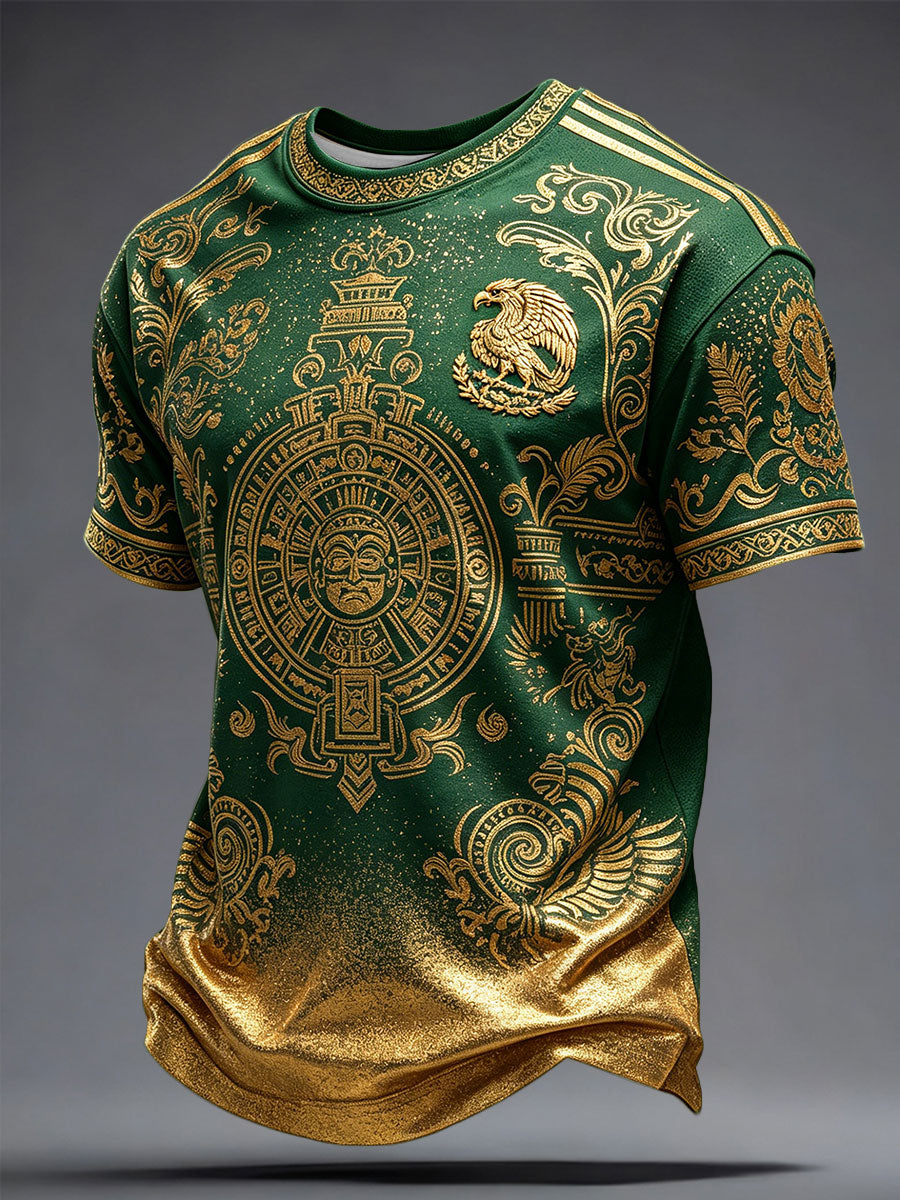 Men's Mexico Football Lover Art Printed T-shirt