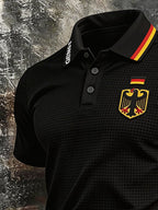 Men's Retro-Style German World Cup Fan Polo Shirt — Waffle-Knit Fabric, Polo Collar, Short Sleeve