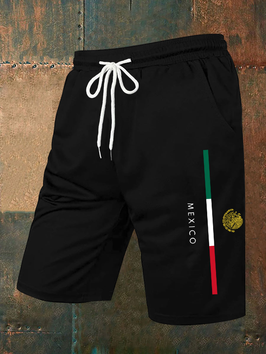 Men's Mexico Flag Print Casual Shorts