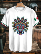 Unisex  Mexican Aztec Flag Printed Short Sleeved T-shirt