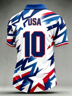 Men'S USA Football Lover Art Printed Polo Shirt