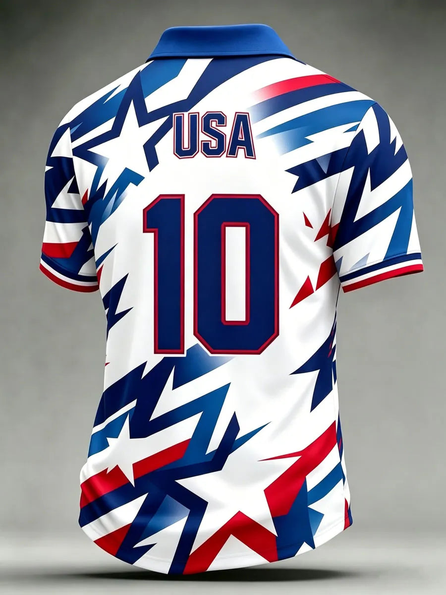 Men'S USA Football Lover Art Printed Polo Shirt