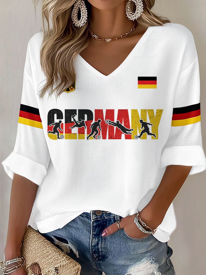 Women's German Football Print Casual T-Shirt