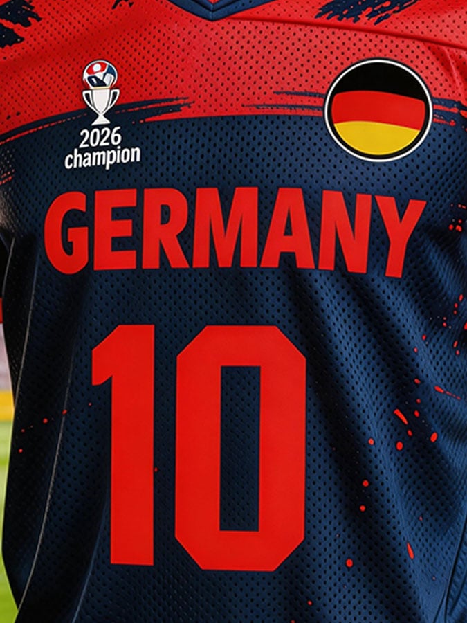 Men's Germany National Team Fan T-Shirt: Color-Block Spliced Short-Sleeve Top with "8" Jersey Number
