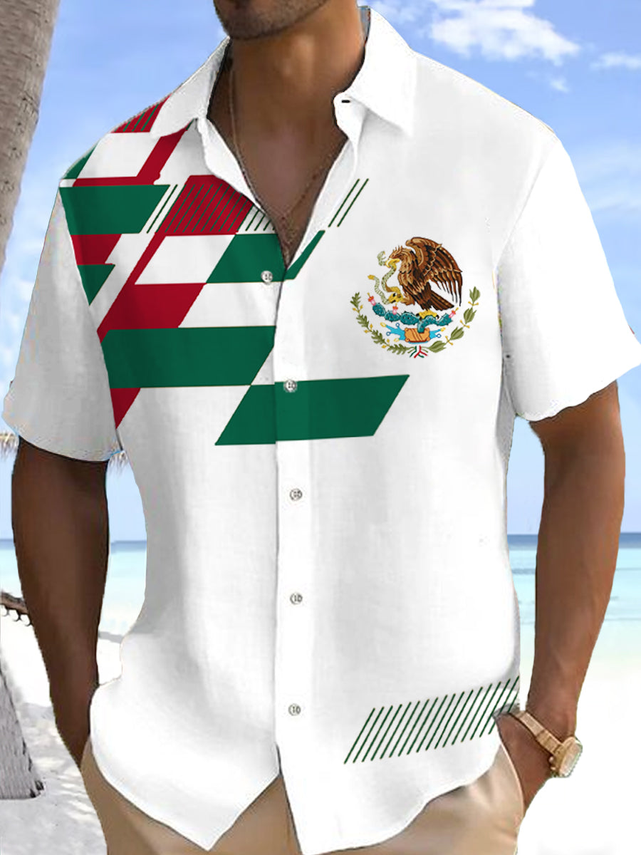 Men's Mexico Flag Print Casual Shirt