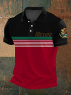 Men's Mexico Stripes Print Casual Polo