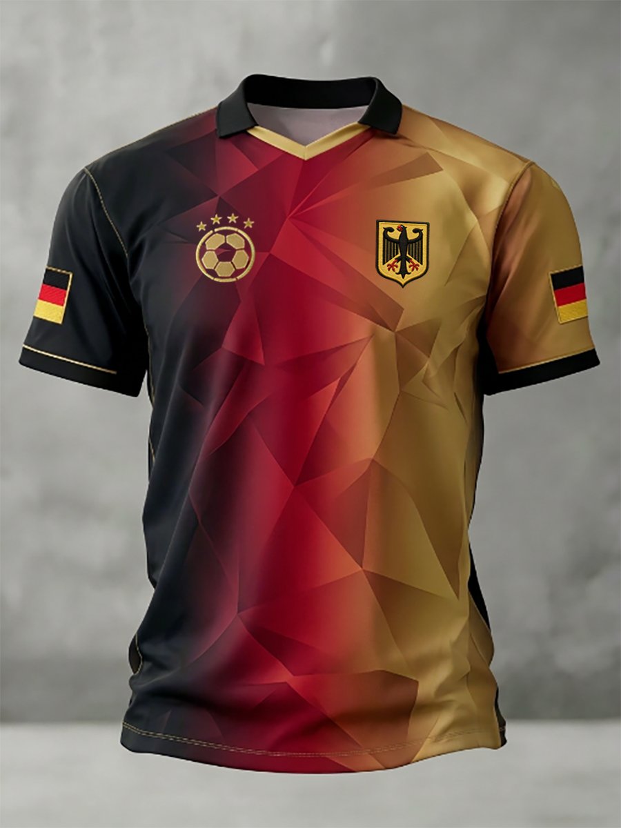 Men's German Football Team Fan Print Short-Sleeve Sports T-Shirt