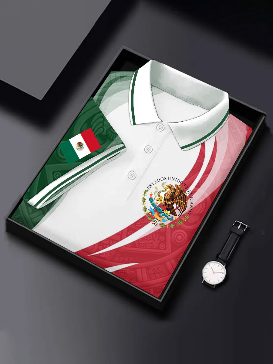 Men's Mexican Culture Aztec Design Short Sleeve Sports Casual Shirt
