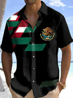 Men's Mexico Flag Print Casual Shirt