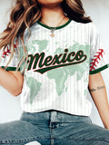 Women's Mexico Baseball Lover Printed T-shirt