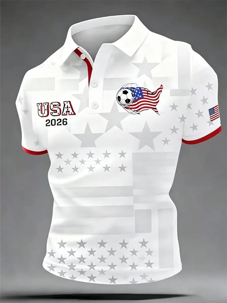Men'S USA Football Lover Art Printed Polo Shirt