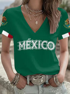 Women's Mexico Football Lover Printed T-shirt
