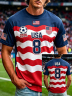 Men's Fashion US National Soccer Team Fan Crew Neck Short-Sleeve T-Shirt