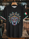 Unisex  Mexican Aztec Flag Printed Short Sleeved T-shirt