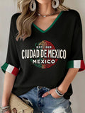 Women's Mexico Football Lover Printed T-shirt