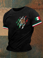 Men's Mexican Flag Printed Short Sleeved T-shirt
