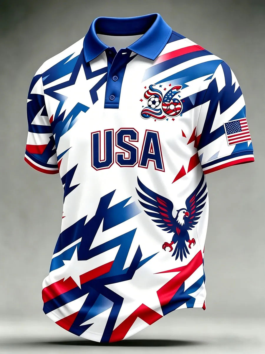 Men'S USA Football Lover Art Printed Polo Shirt