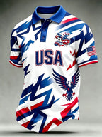Men'S USA Football Lover Art Printed Polo Shirt