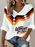 Women's Germany Football Fan Print Waffle T-shirt