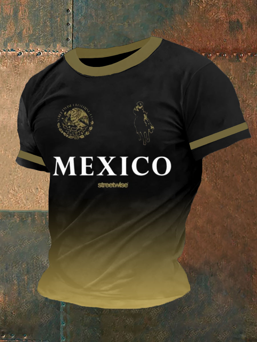 Men's Jersey Mexican Aztec Print Sports Casual Short Sleeve Top