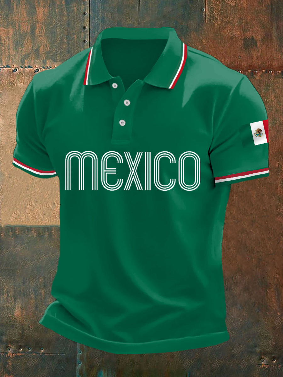 Men's Mexico Flag Print Casual Top