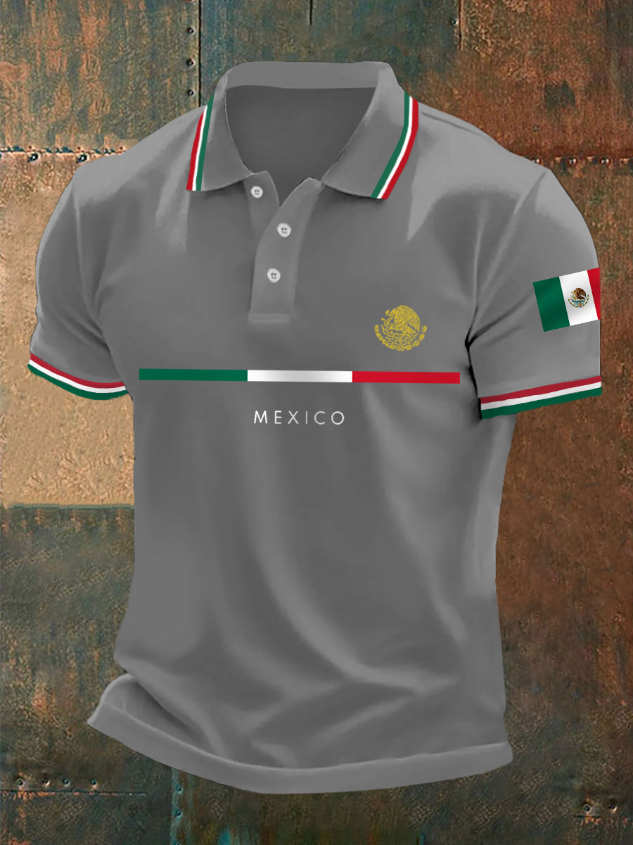 Men's Mexico Flag Print Casual Top