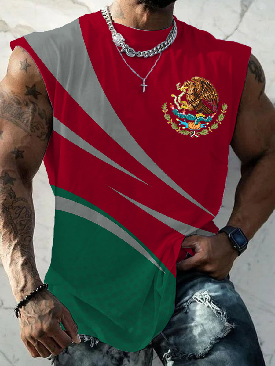 Men's Mexican Flag Print Casual Tank Top