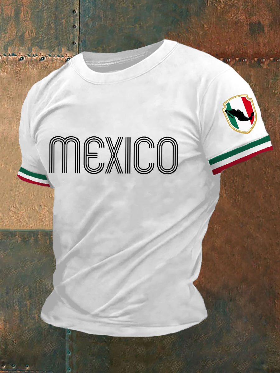 Men's Mexico Flag Print Casual Tee