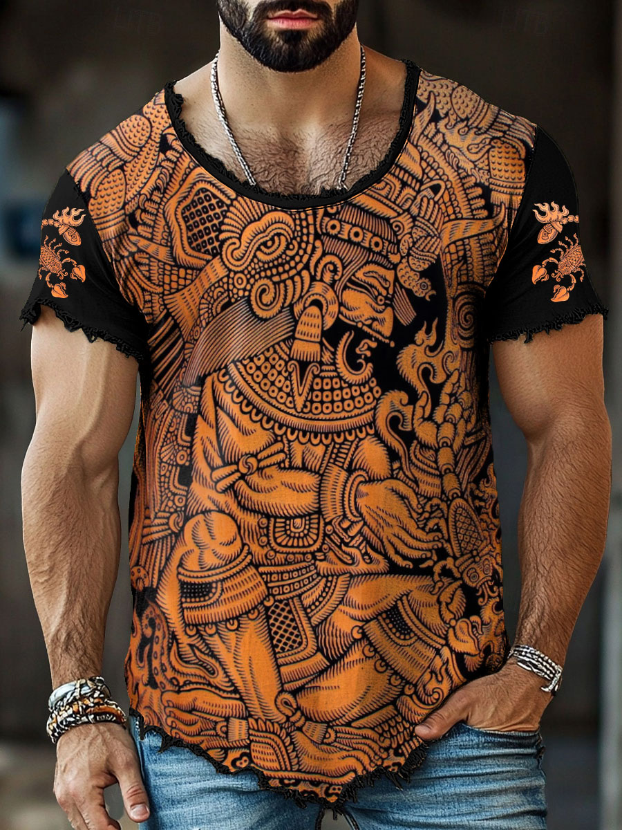 Men's Xihutecuhtli Fringed T-Shirts
