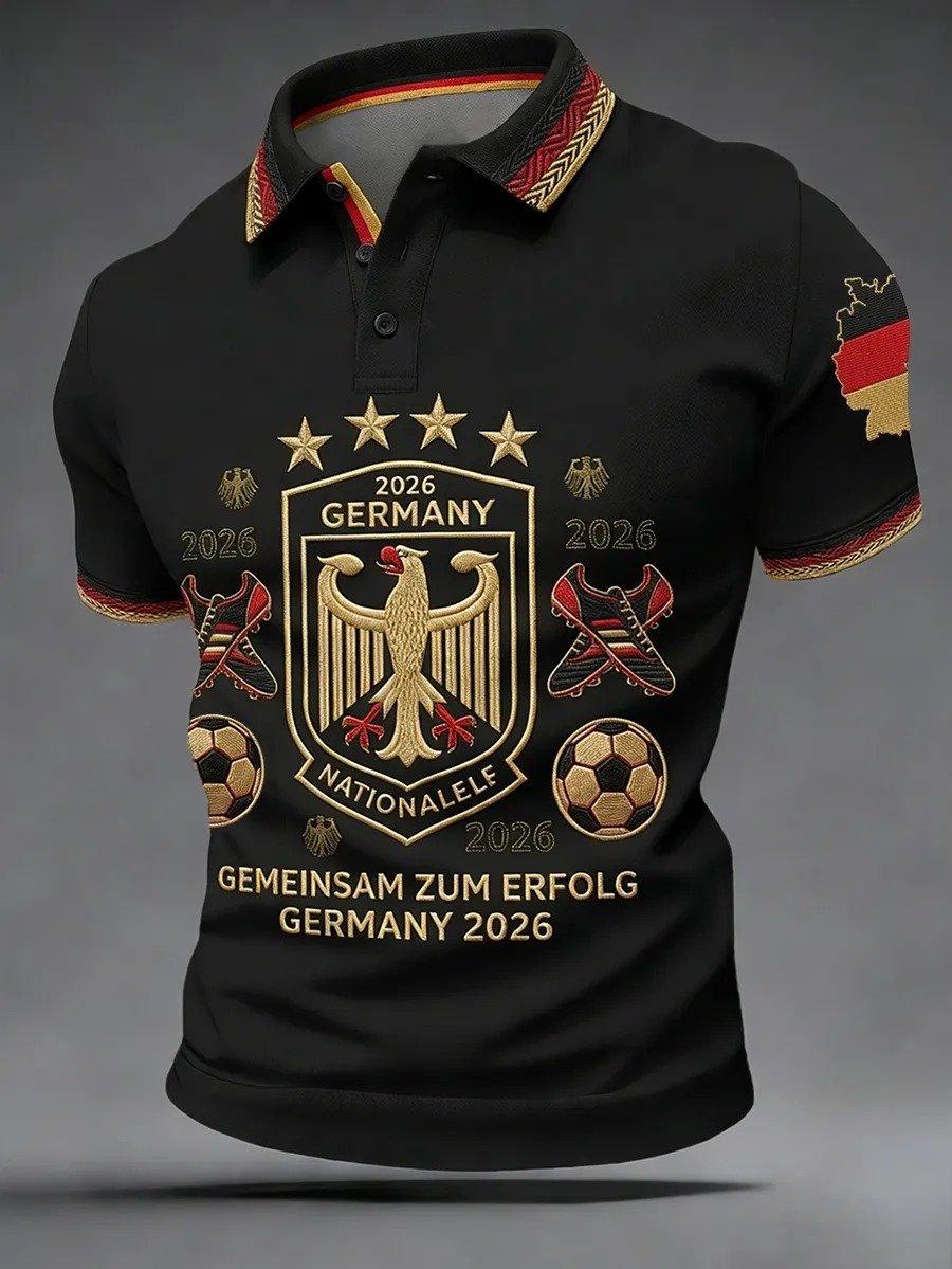 Men's Soccer Print Casual Polo Shirt