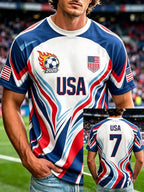 Men's Fashion US National Soccer Team Fan Crew Neck Short-Sleeve T-Shirt
