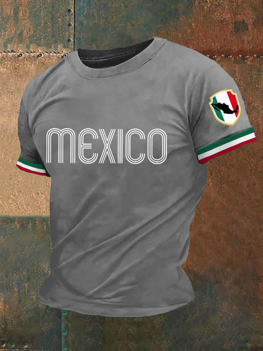 Men's Mexico Flag Print Casual Tee