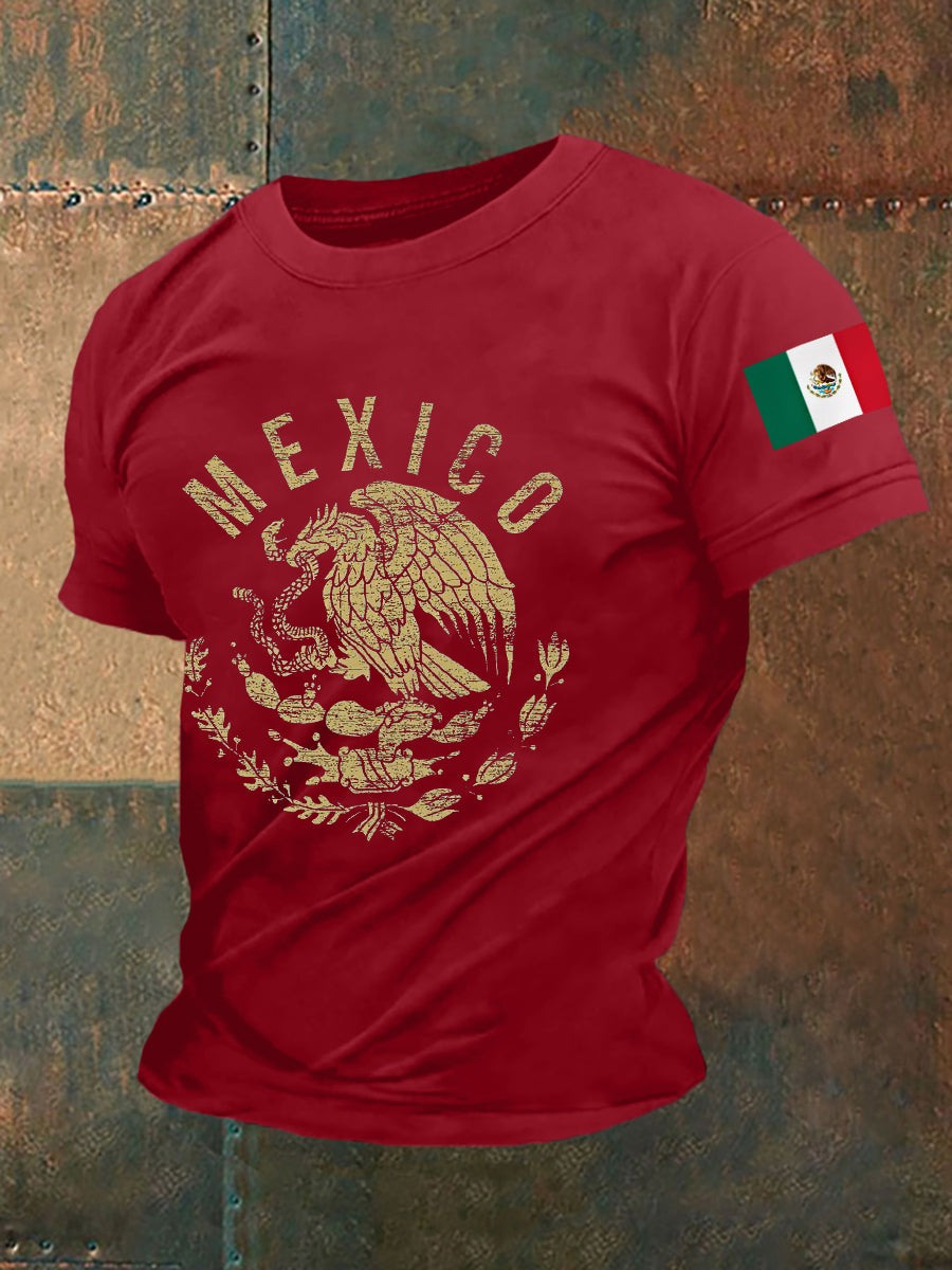 Men's Mexico Flag Print Casual Tee