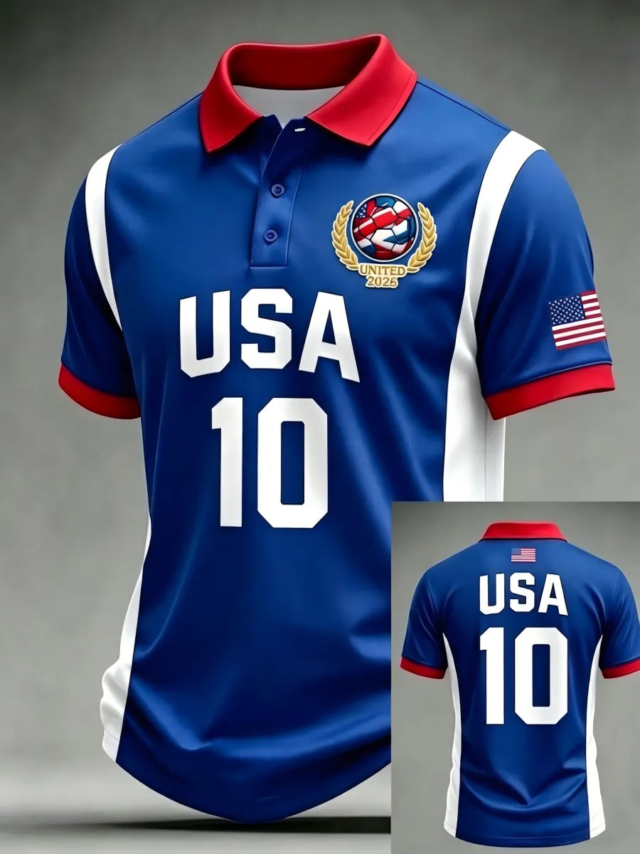 Men'S USA Football Lover Art Printed Polo Shirt