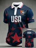 Men's USA Football Lover Art Printed Polo Shirt