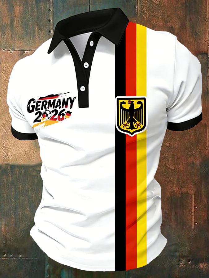Men's GERMANY Soccer Print Casual Polo Shirt