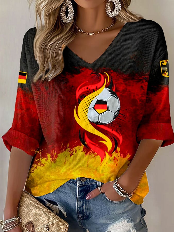 Women's German Football Print Casual T-Shirt