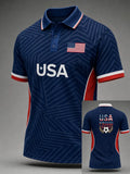 Men's USA Football Lover Art Printed Polo Shirt