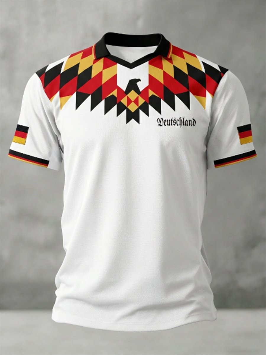 Men's German Football Team Fan Print Short-Sleeve Sports T-Shirt