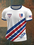 American Soccer Fan Patriotic Graphic Print Men's Casual T-Shirt